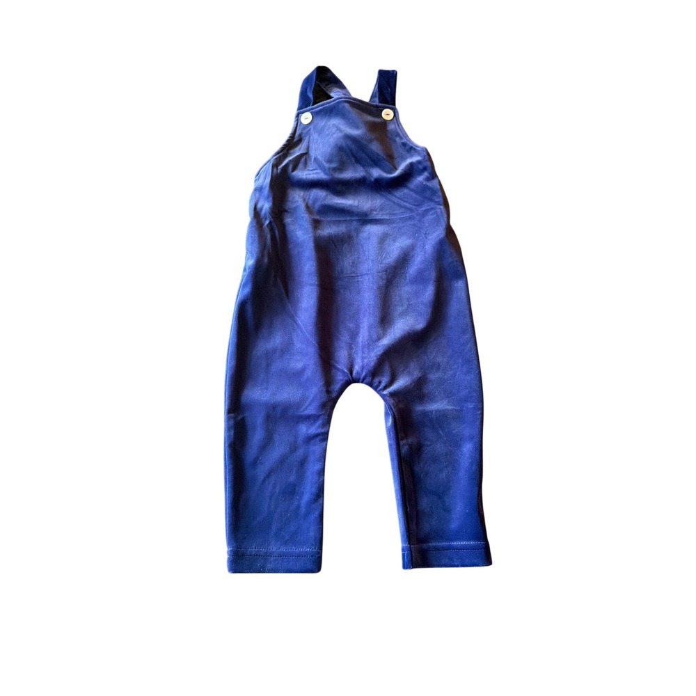 Maniere Overalls Royal Blue Velvet Bib Romper Holiday Formal 18m NWT
